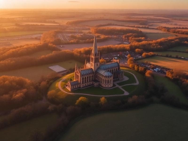 Aerial view of Hampshire with Winchester Cathedral